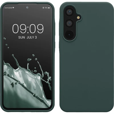 Afbeelding van kwmobile telefoonhoesje geschikt voor Samsung Galaxy A55 5G Hoesje met siliconen coating Smartphone case in blauwgroen