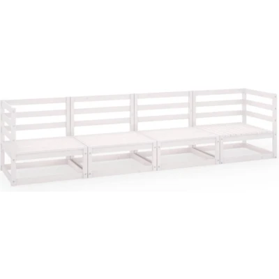 Afbeelding van 4 Delige Loungeset Met Kussens Massief Grenenhout 1 / Nee Wit