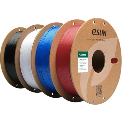 Afbeelding van eSUN PLA filament 1.75mm, ePLA hoge snelheid 3D printer dimensionale nauwkeurigheid +/ 0.03mm, 1KG per spoel, 4 spoelen afdrukken filament, Vuurrood+Blauw+Koud Wit+Zwart