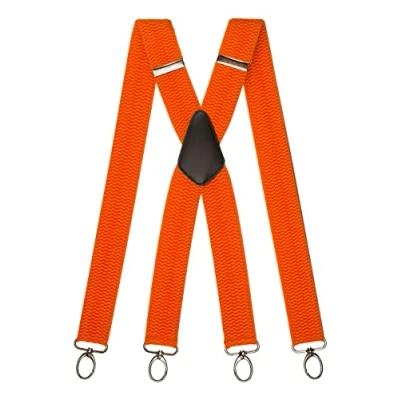 Afbeelding van Olata Werk Bretels X Vorm Met Karabijnhaken 4 cm. Oranje (Zilveren Clips)