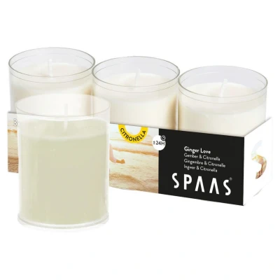 Afbeelding van Spaas Kaars Citronella Ginger Love Branders Creme 3 stuks