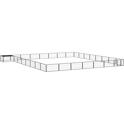 Afbeelding van vidaXL Hondenkennel 32 panelen 100x50 cm gepoedercoat staal zwart