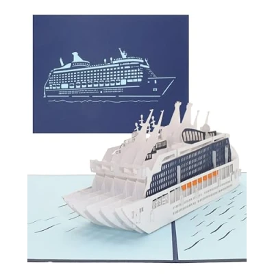 Afbeelding van Pop up kaart cruiseschip 3D verjaardagskaart model cruise reisvoucher, decoratie, uitnodigingskaart, geschenkverpakking en waardebon