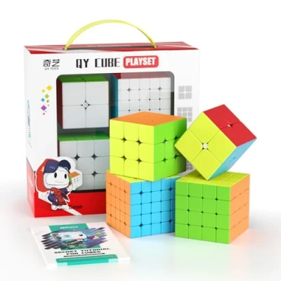 Afbeelding van ROXENDA Speed Cube Set, 2X2 3X3 4X4 5X5 Magische Kubus, Stickerless Bundle Met Geschenkdoos en Geheime Tutorial (T1)