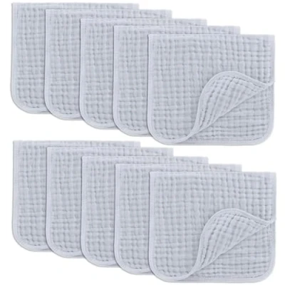 Afbeelding van Comfy Cubs Muslin spuugdoeken, 6 stuks, groot, 100% katoen, handwashandjes, lagen, extra absorberend en zacht, leisteen, verpakking van 10 stuks