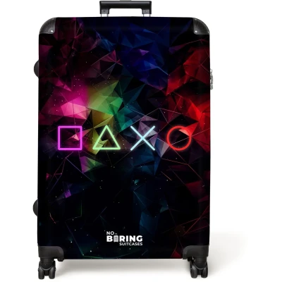 Afbeelding van NoBoringSuitcases.com® Koffer groot Reiskoffer lichtgewicht Gaming Neon Rolkoffer met 4 wielen Grote trolley XL 98 liter bagage