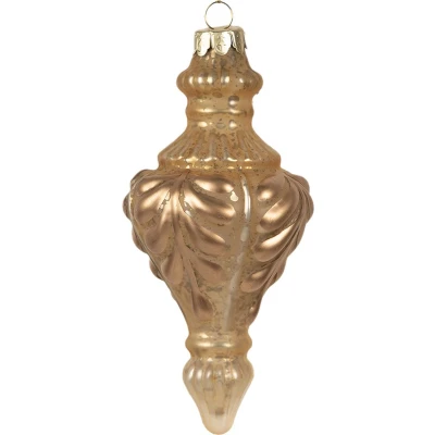 Afbeelding van Clayre &amp; Eef Kerstbal Ø 7x14 cm Goudkleurig Glas Kerstboomversiering