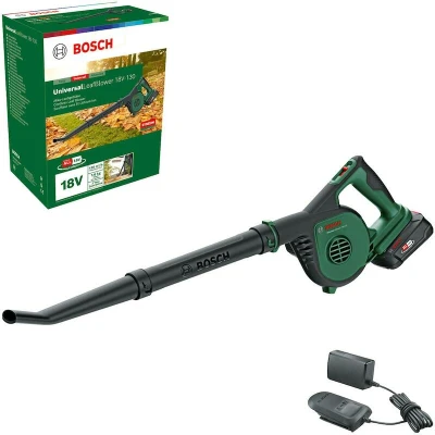 Afbeelding van Bosch accubladblazer UniversalLeafBlower 18V 130 (voor snel en gemakkelijk opruimen buitenshuis; 18 Volt System; 1 x 2,5 Ah accu oplader)