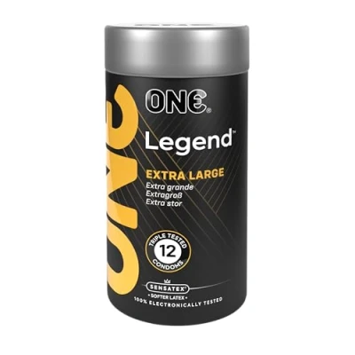 Afbeelding van ONE® Legend XL Condooms Extra Large &amp; Flared voor ultiem comfort Veganistisch, niet GMO, natuurlijk rubber latex 12 stuks