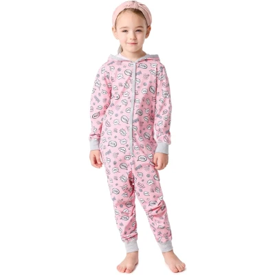 Afbeelding van Merry Style Kinder Pyjama ronde hals lange mouwen broek met zakken Katoen MS MS10 223 PJ Rosa Wolken 122 128