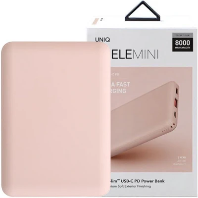 Afbeelding van UNIQ Powerbank Fuele mini 8000mAh USB C 18W PD Snelladen roze/roze