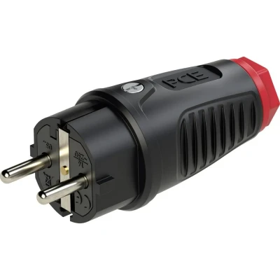 Afbeelding van PCE 0512 sr Stekker met randaarde Massief rubber, Thermoplast 250 V Zwart, Rood IP54
