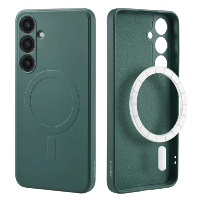 Afbeelding van Samsung Galaxy S24 Plus MagSafe Hoesje Siliconen en TPU (zacht) iMoshion Backcover/Softcase Donkergroen Telefoonhoesje