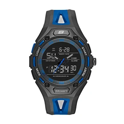 Afbeelding van Skechers Horloge voor heren, Anadigi uurwerk met siliconen, leren of roestvrij stalen band,Grafiet en blauw,47MM