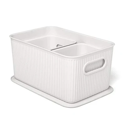 Afbeelding van Tatay 7010901 multifunctionele opbergmandset met deksel, 3x wit, medium