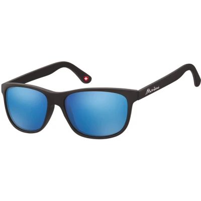 Afbeelding van Zonnebril Montana met Revo blauw glas mat zwart