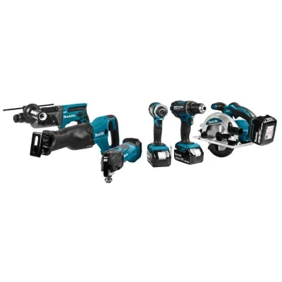 Afbeelding van Makita DLX6038T 18 V Combiset voor divers zaag , boor en (slag)schroefwerk 3x5,0 ah, snellader in trolleytas