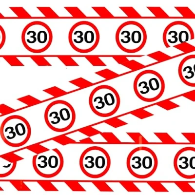 Afbeelding van Verjaardagsdecoratie afsluitband 30e verjaardag decoratie man vrouw mannen vrouwen tafeldecoratie