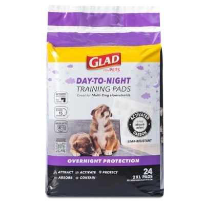 Afbeelding van Glad voor huisdieren Actieve kool Puppy Training Pads Super Absorberende en Lekvrije Plas Pads, Giant Sized Dog, 24 Count, 30&quot; x 36&quot;