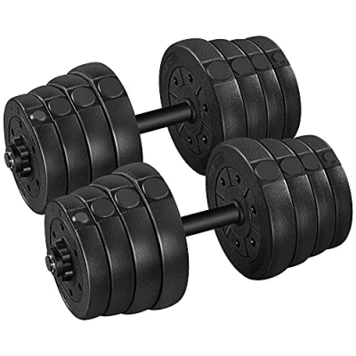 Afbeelding van Yaheetech set korte halters, 30 kg, handhalterset inclusief halterschijven, halterstangen, varianten met stersluiting, 25 mm
