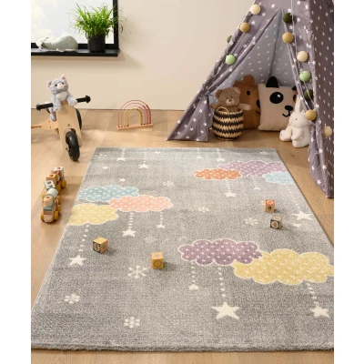 Afbeelding van Vloerkleed Kinderkamer Wolk Snoozy Grijs/multi 80x150 Cm