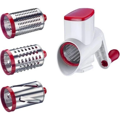 Afbeelding van Westmark Opzetstuk trommelrasp met 3 snijtrommels en vultrechter, kunststof, Scharfe Herta, wit/rood, 97032260