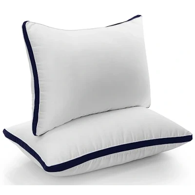 Afbeelding van Utopia Bedding Kussens Set van 2, 50 x 70 cm Beddenkussens, Hoofdkussens Zacht en Ademend Stof met Holle Vezelvulling (Marineblauw)