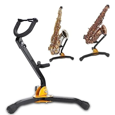 Afbeelding van Saxofoon standaard, verstelbare tenor altsaxofoon statiefhouder inklapbaar metaal voor tenorsaxofoon, klarinet en fluit