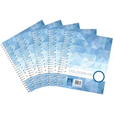 Afbeelding van Work Collegeblok 5 stuks A5 gelijnd notitieboek 80 vel 17 gaats 70gr