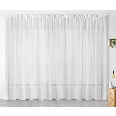Afbeelding van Linder 0360/10/343 gordijn, lang, eikenlook, plooiband, 420 x 240 cm, wit