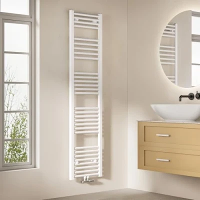 Afbeelding van EMKE badkamerradiator 160 x 40 cm, handdoekradiator centrale aansluiting handdoekhouder handdoekverwarmer handdoekdroger handdoek radiator badkamer handdoekverwarming wit 547W