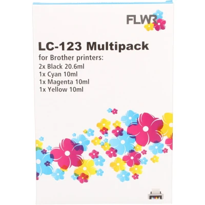 Afbeelding van FLWR Brother LC 123 Multipack zwart en kleur cartridge