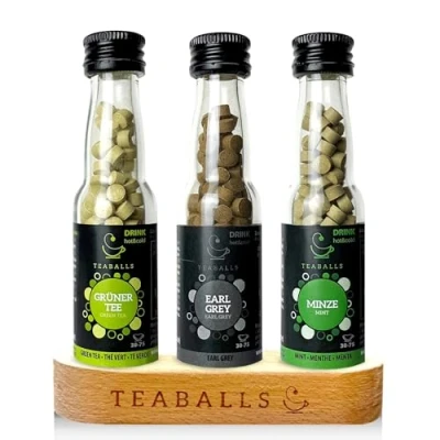 Afbeelding van TEABALLS® Theeset Earl Grey, groene thee, pepermunt, 3 thee klassiekers zonder suiker instant poeder 450 theepersen van de beste plantenextracten