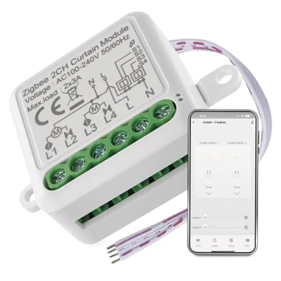 Afbeelding van EMOS GoSmart Rolluikschakelaar, module, Zigbee Smart Switch met app, inbouwrelaisschakelaar voor rolluikbediening, spraakbesturing van jaloezieën Alexa en Google Home, dubbele schakelaar