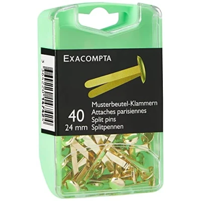 Afbeelding van Exacompta 14742E 40 stuks patroonzakklemmen, 24 mm, goud, van aluminium, in praktische opbergdoos