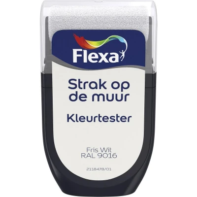 Afbeelding van flexa strak op de muur binnen mat tester ral 9016 30 ml