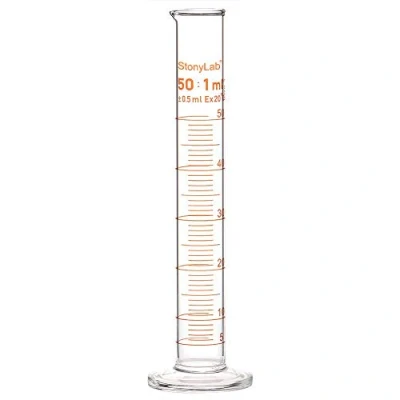 Afbeelding van stonylab 1 Pack Gegradueerde Cilinder, Borosilicaatglas 50 ml Zware Muur Glas Metencilinder