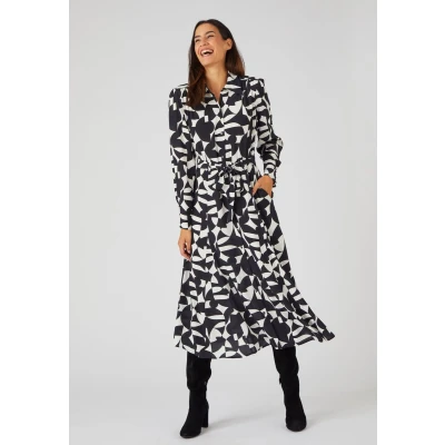 Afbeelding van Damart Overhemdjurk pure viscose Lenzing(TM) EcoVero(TM) Dames Zwart 46