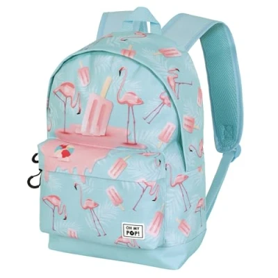 Afbeelding van Oh My Pop! Ice Flamingo FAN HS Rugzak 2.2, turquoise, 31 x 44 cm, inhoud 24 l, Turkoois, Eén maat, 2.2