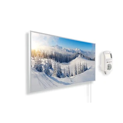 Afbeelding van Könighaus infraroodverwarming met fotomotief 800 Watt + slimme thermostaat &amp; app Energiebesparende infrarood wandverwarming opdruk Wit frame (07. Sneeuwlandschap)
