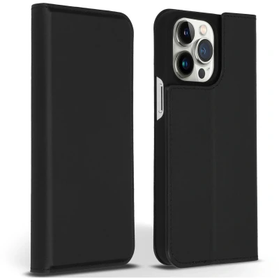 Afbeelding van Apple iPhone 14 Pro Max Hoesje Echt leder Accezz Bookcase Zwart Telefoonhoesje