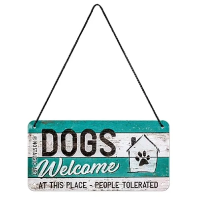Afbeelding van Nostalgic Art Retro Ophangbord, PfotenSchild Dogs Welcome Geschenkidee voor hondenbezitters, van metaal, Vintage ontwerp, 10 x 20 cm