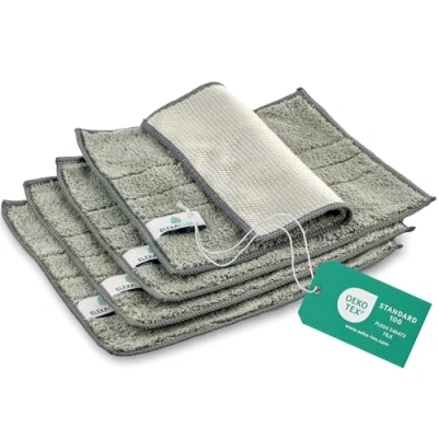 Afbeelding van ELEXACLEAN Wasdoeken wasbaar microvezel (grijs, set van 4, 24 x 20 cm) vaatdoeken voor keuken, servies