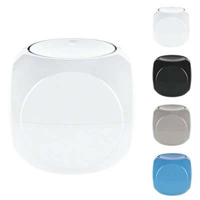 Afbeelding van Spirella Cosmetica emmer 1 liter afvalemmer swingdeksel tafelafvalemmer Dice wit