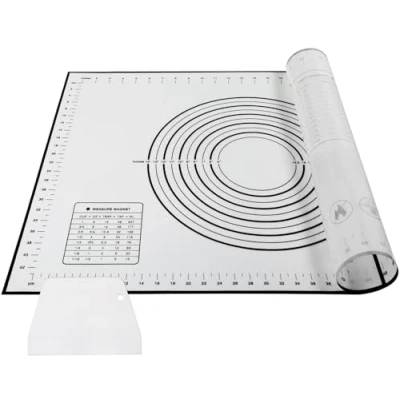 Afbeelding van AJOXEL siliconen bakmat, 70 x 50 cm, grote bakmat met deegkaart, bakonderlegger, antislip, deegmat, uitrolmat voor deeg, fondant, pizza, gebak, brood