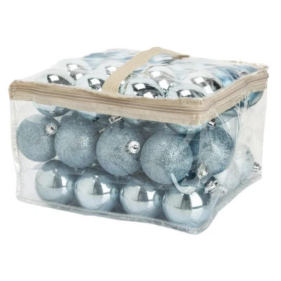 Afbeelding van Cosy &amp; Trendy Kerstballen 48 stuks ijsblauw in opbergtas 6 cm
