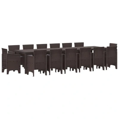 Afbeelding van vidaXL 15 delige tuinset met kussens in bruin poly rattan