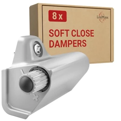 Afbeelding van LouMaxx softclose deurdempers, set van 8 meubeldeurdempers, grijs, kastdeurdemper, soft close deurdemper kast, voor montage achteraf kastdeuren