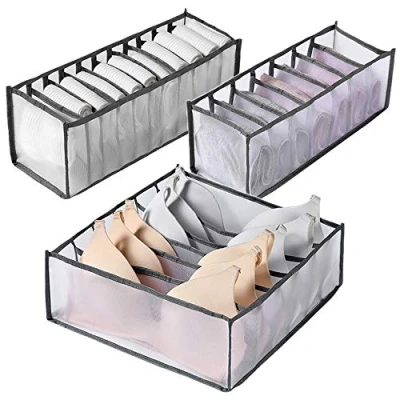 Afbeelding van ondergoed lade organizer, 3 stuks opgewaardeerd wasbaar opbergdoos, duurzame mesh hoge capaciteit grijze verdeler
