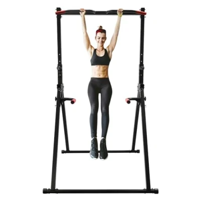 Afbeelding van Opvouwbaar Power Tower driehoekig pull up station, trainingsbaren, draagvermogen 200 kg, optrekstang, vrijstaand, in hoogte verstelbaar, multifunctioneel fitness trainingsapparaat
